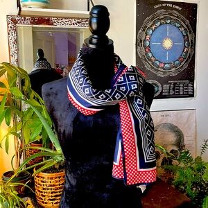 Vintage Navy, Red and White scarf